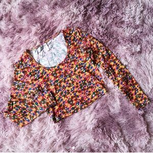 American Apparel long sleeve cropped rainbow tee